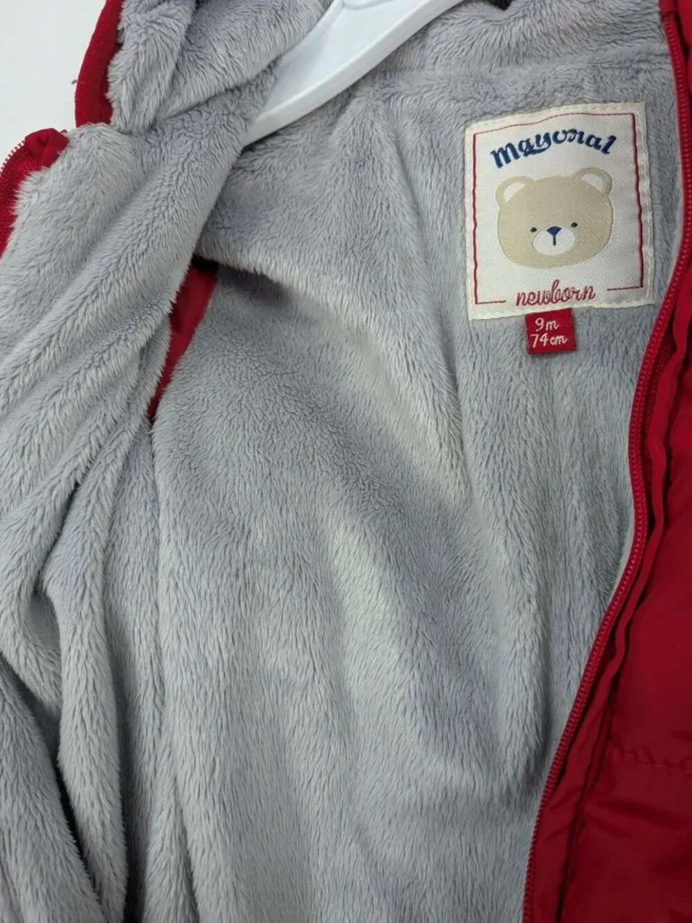 Mayoral Baby Zip Snowsuit Hooded Sherpa Lined Jumpsuit‎ Mittens Booties 9 Months